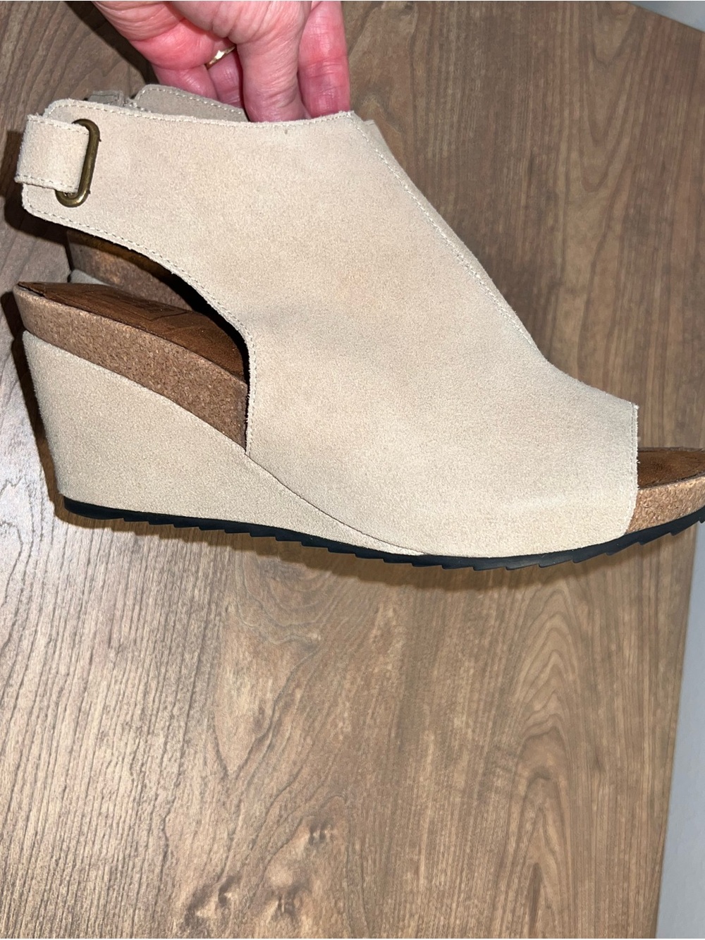Women’s Neutral Faux Suede Leather wedge Sandals - Beige